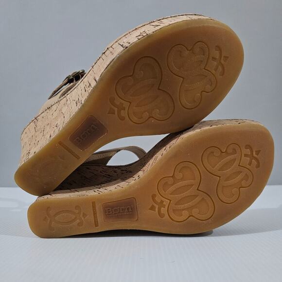 NEW Born Lenore Sandal Womens Size 10 Natural Tan Leather Wedge Platform - Picture 11 of 14